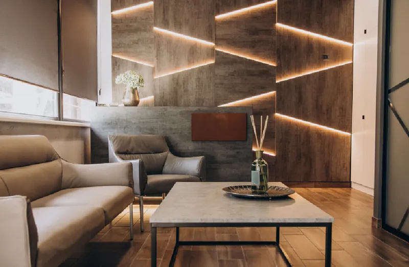 Ambiente di uno showroom con illuminazione LED